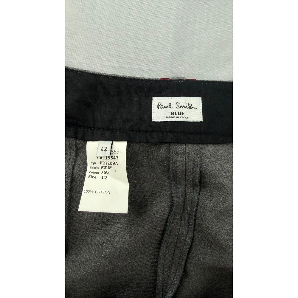 Paul Smith Blue Pants Womens 42 Gray Cotton Wide Leg Made in Italy - Picture 3 of 10